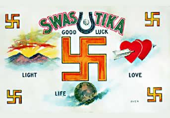 Lucky swastika postcard