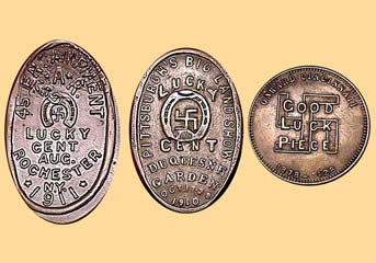 Lucky coins bearing swastikas from USA