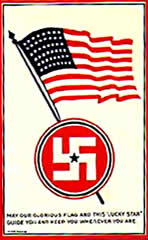 Lucky swastika postcard with Stars and Stripes USA flag