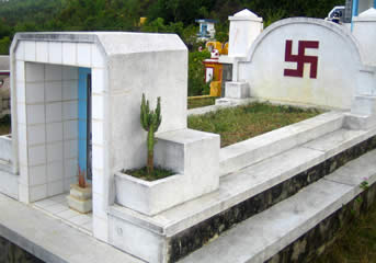 Swastika on a grave in a Vietnamese cemetary